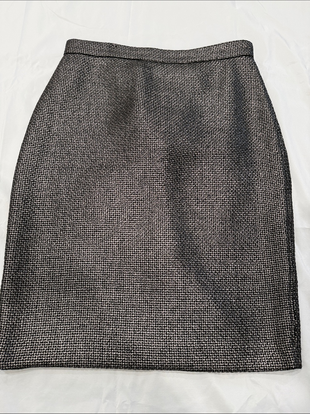 Banana Republic Pewter and Black Metallic Weave Tweed Pencil Skirt—14